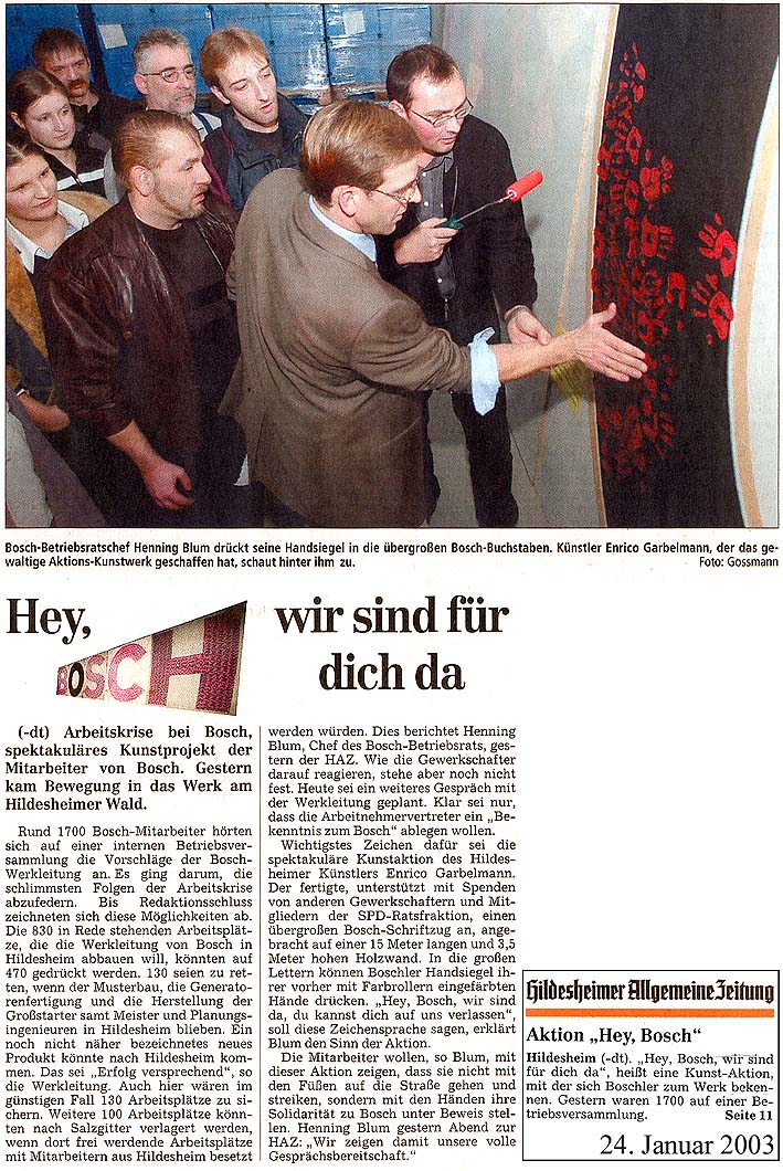 Hildesheimer Allgemeine Zeitung vom 24. Januar 2003